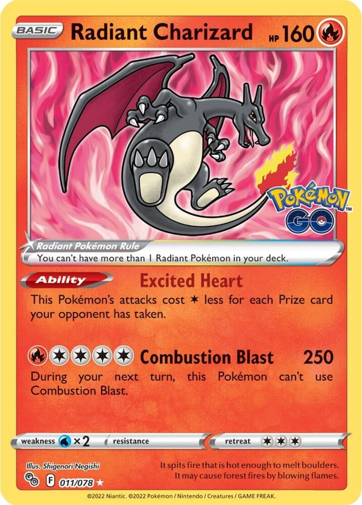 Pokemon TCG - Radiant Charizard - F 011/078