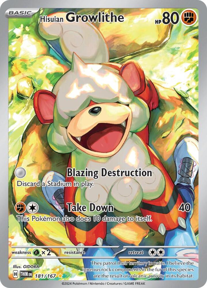 Pokemon TCG - Hisuian Growlithe - TWM EN 181/167