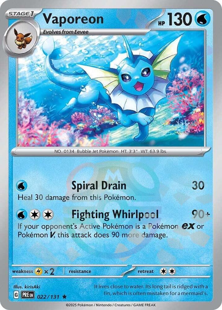 Pokemon TCG - Vaporeon (Master Ball Pattern) - PRE 022/131