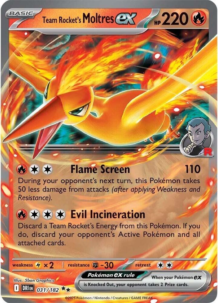 Pokemon TCG - Team Rocket's Moltres EX - DRI EN 031/182