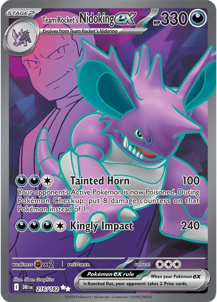 Pokemon TCG - Team Rocket's Nidoking EX - DRI EN 216/182