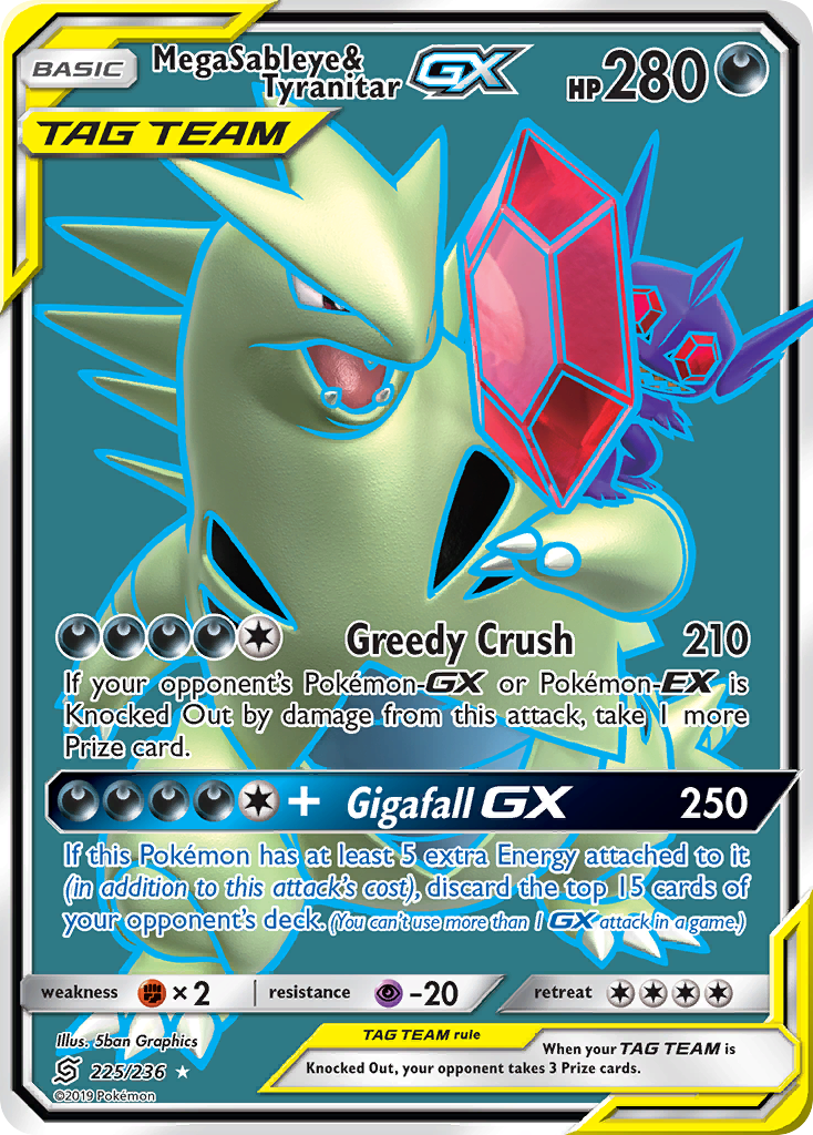 Mega Sableye & Tyranitar-GX - 225/236 - SM11: Unified Minds (UNM) - English